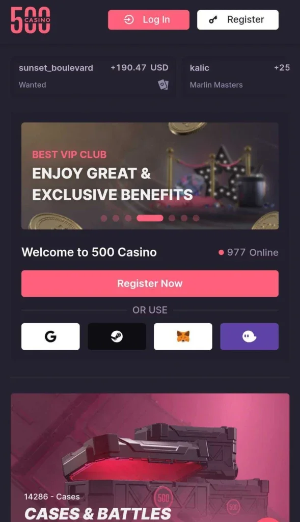 500 casino screenshot